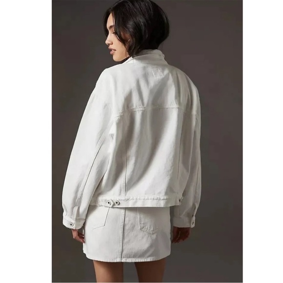 Favorite Daughter White Pockets Denim The Otto Jacket Boyfriend Distress Jacket - Picture 2 of 16